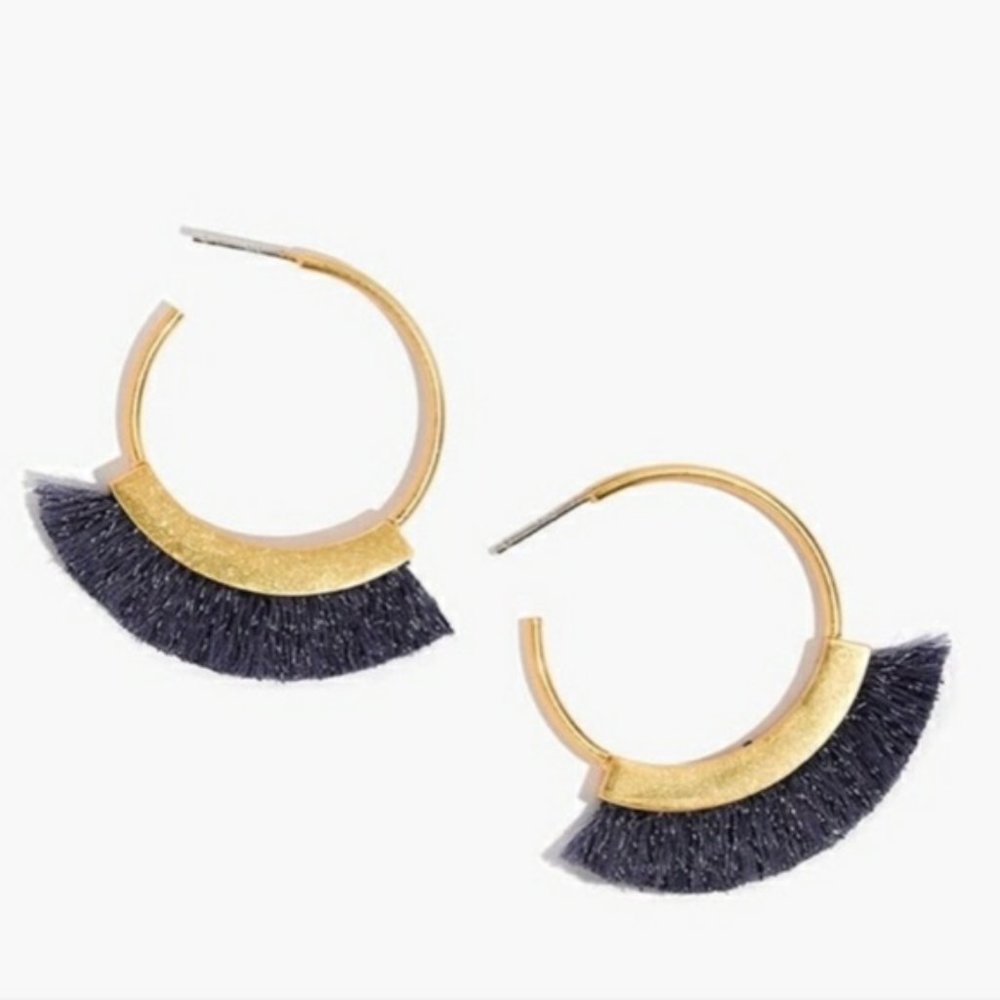 NWT Madewell Dainty Fringe Earrings - Sparkling Navy